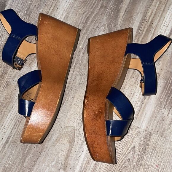 TOMMY HILFIGER WILO Blue Platform Wedge Sling Sandal sz 9.5 - Picture 4 of 6